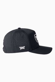 Men's Dog Tag 5-Panel Snapback Cap - Black/White Logo - One Size Black & White